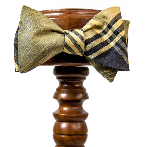 RAW Silk | Black + Old Gold Plaid