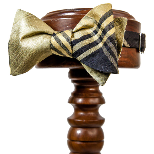 RAW Silk | Black + Old Gold Plaid