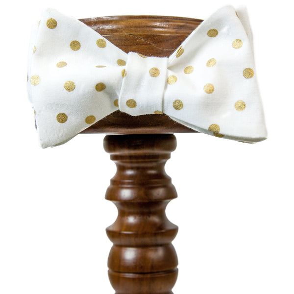 Cotton | White + Metallic Gold Dots