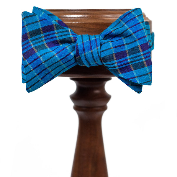 RAW Silk | Teal Blue + Purple Plaid