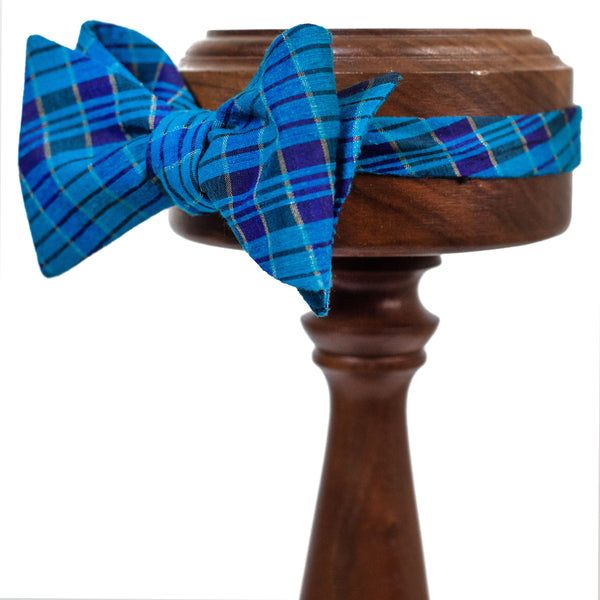 RAW Silk | Teal Blue + Purple Plaid